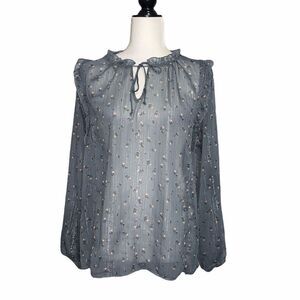 𝅺anthro Guest Editor Sheer Metallic Long Sleeve